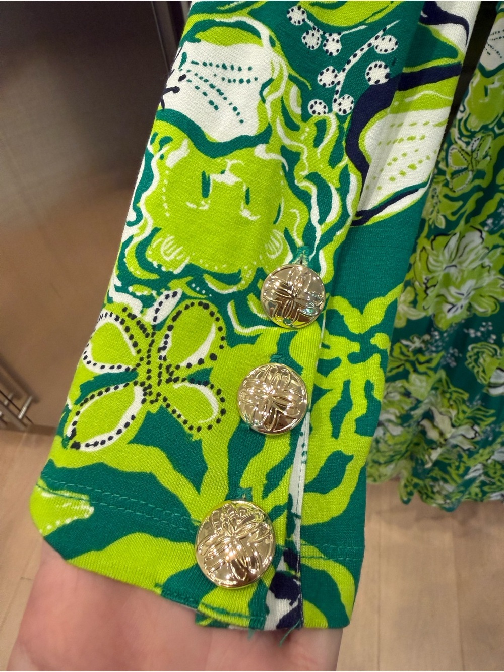 Lilly Pulitzer Green Floral Wrap-Style Long Sleeve Dress - Picture 5 of 7